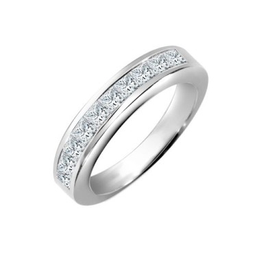 Platinum 0.50ct Channel Set P.Cut Dia Half ET Ring
