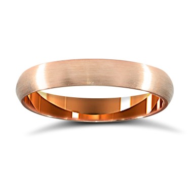 18ct Rose Gold Standard Weight Court Profile Satin Wedding Ring 3mm