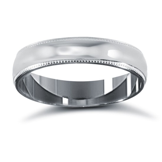18ct White Gold Standard Weight Court Profile Mill Grain Wedding Ring