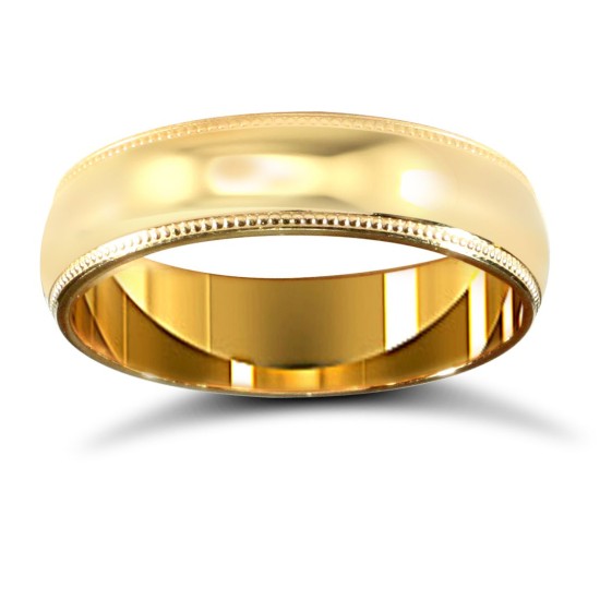 18ct Yellow Gold Standard Weight Court Profile Mill Grain Wedding Ring