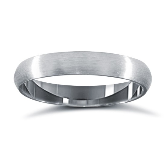 9ct White Gold Standard Weight Court Profile Satin Wedding Ring