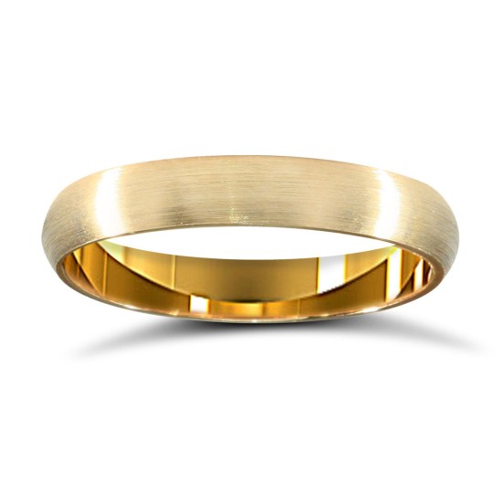 9ct Yellow Gold Standard Weight Court Profile Satin Wedding Ring