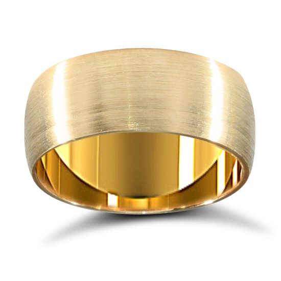 9ct Yellow Gold Standard Weight Court Profile Satin Wedding Ring