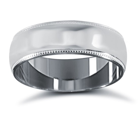 Platinum Standard Weight Court Profile Mill Grain Wedding Ring