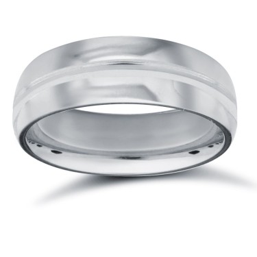 Platinum Standard Weight Court Profile Centre Groove Wedding Ring 6mm