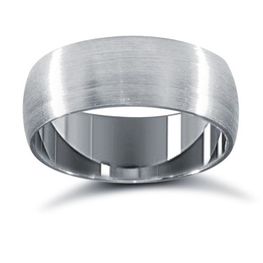 Platinum Standard Weight Court Profile Satin Wedding Ring 7mm