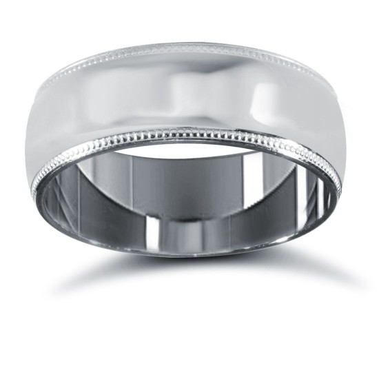 Platinum Standard Weight Court Profile Mill Grain Wedding Ring