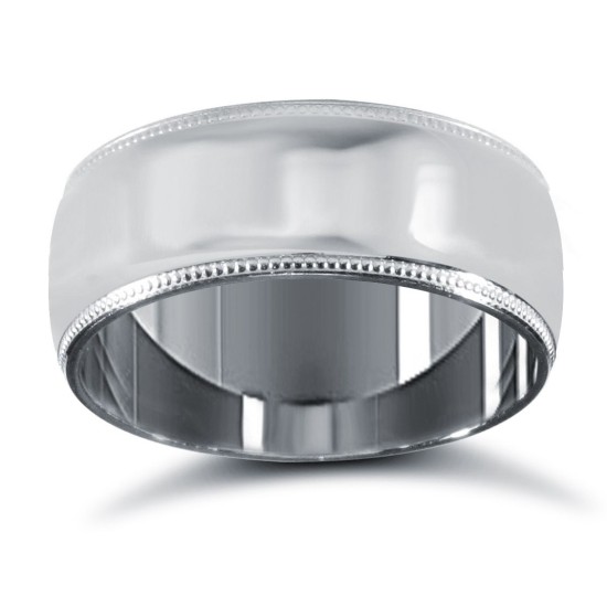 Platinum Standard Weight Court Profile Mill Grain Wedding Ring