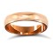18ct Rose Gold Standard Weight D-Shape Profile Mill Grain Wedding Ring 4mm