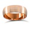 18ct Rose Gold Standard Weight D-Shape Profile Satin Wedding Ring 6mm