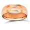 18ct Rose Gold Standard Weight D-Shape Profile Centre Groove Wedding Ring 6mm