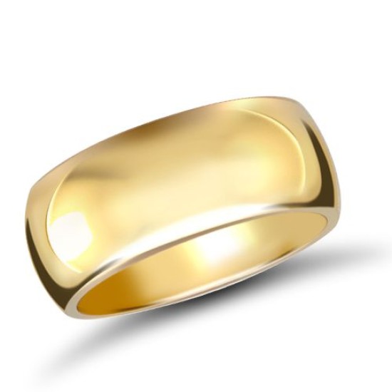18ct Yellow Gold Premium Weight D-Shape Profile Mirror Finish Wedding Ring