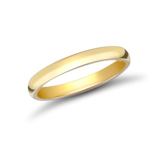 18ct Yellow Gold Standard Weight D-Shape Profile Mirror Finish Wedding Ring
