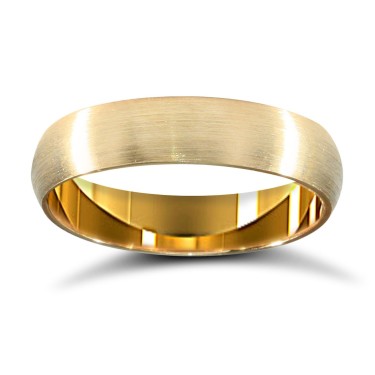 18ct Yellow Gold Standard Weight D-Shape Profile Satin Wedding Ring 4mm