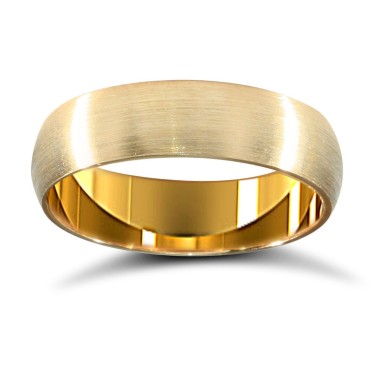 18ct Yellow Gold Standard Weight D-Shape Profile Satin Wedding Ring 5mm