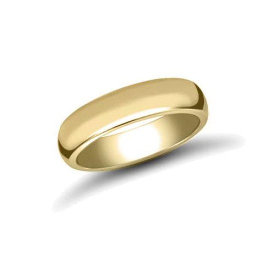 22ct Yellow Gold Standard Weight 5mm D Shaped Profile Mirror Finish Wedding Ring
