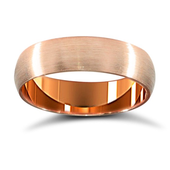 9ct Rose Gold Standard Weight D-Shape Profile Satin Wedding Ring
