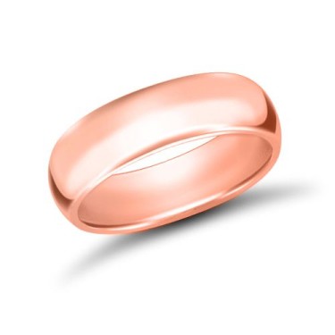 9ct Rose Gold Standard Weight D-Shape Profile Mirror Finish Wedding Ring 6mm