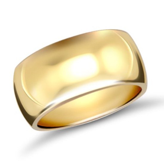 9ct Yellow Gold Standard Weight D-Shape Profile Mirror Finish Wedding Ring