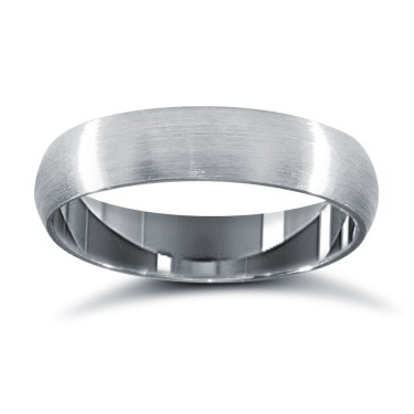 Palladium Standard Weight D-Shape Profile Satin Wedding Ring 4mm