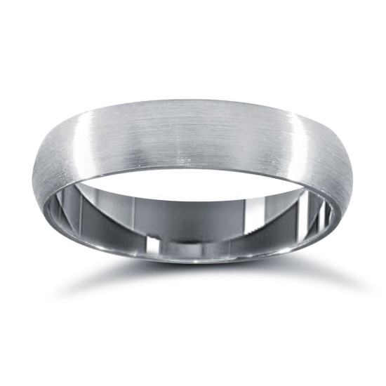 Palladium Standard Weight D-Shape Profile Satin Wedding Ring