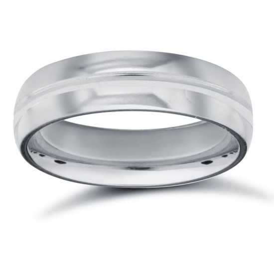 Palladium Standard Weight D-Shape Profile Centre Groove Wedding Ring