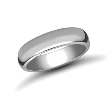 Palladium Standard Weight D-Shape Profile Mirror Finish Wedding Ring 5mm
