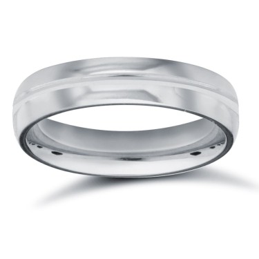 Platinum Standard Weight D-Shape Profile Centre Groove Wedding Ring 4mm