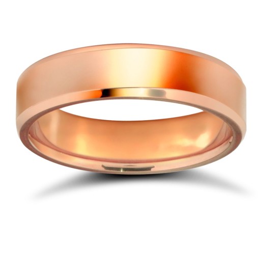 18ct Rose Gold Standard Weight Flat Court Profile Bevelled Edge Wedding Ring