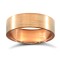 18ct Rose Gold Standard Weight Flat Court Profile Satin Wedding Ring 6mm