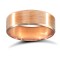 18ct Rose Gold Standard Weight Flat Court Profile Satin and Bevelled Edge Wedding Ring 6mm