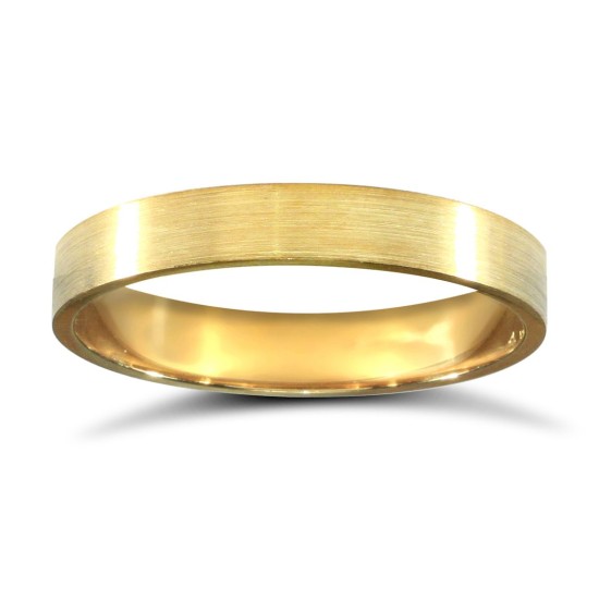 18ct Yellow Gold Standard Weight Flat Court Profile Satin Wedding Ring