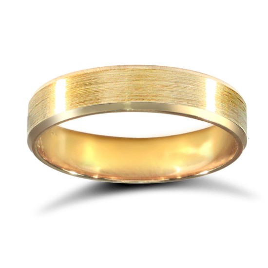 18ct Yellow Gold Standard Weight Flat Court Profile Satin and Bevelled Edge Wedding Ring
