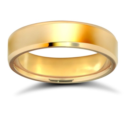 18ct Yellow Gold Standard Weight Flat Court Profile Bevelled Edge Wedding Ring