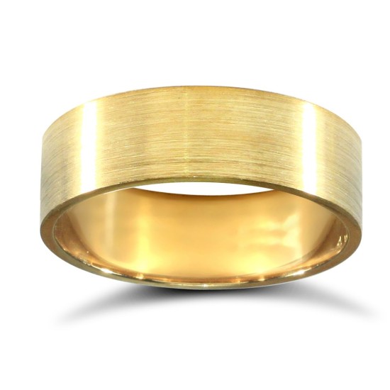 18ct Yellow Gold Standard Weight Flat Court Profile Satin Wedding Ring