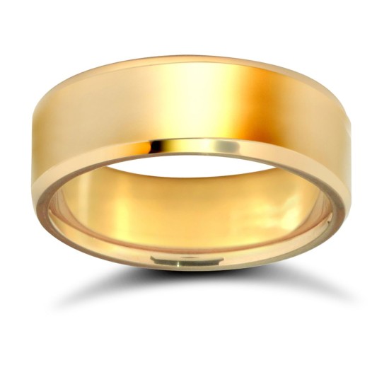 18ct Yellow Gold Standard Weight Flat Court Profile Bevelled Edge Wedding Ring