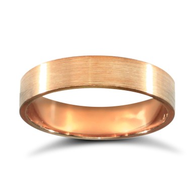 9ct Rose Gold Standard Weight Flat Court Profile Satin Wedding Ring 4mm