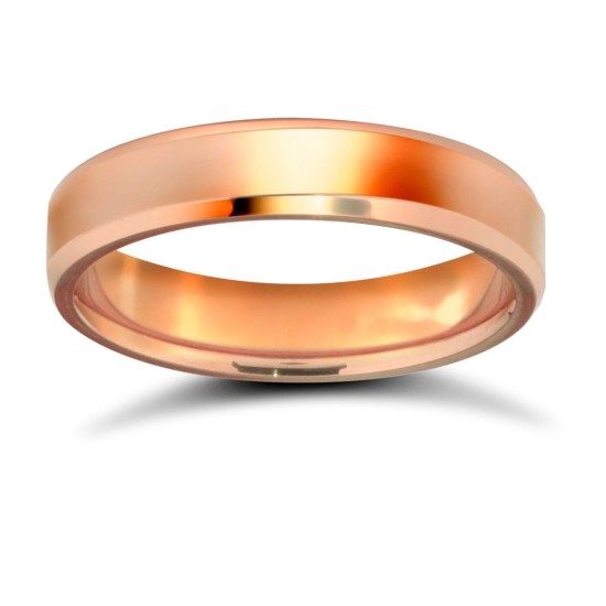 9ct Rose Gold Standard Weight Flat Court Profile Bevelled Edge Wedding Ring