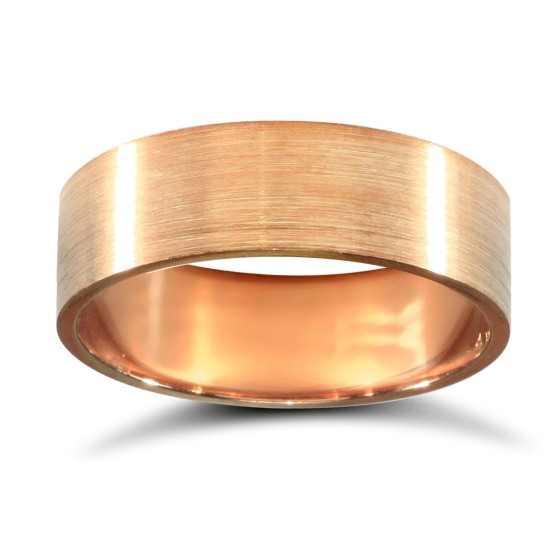 9ct Rose Gold Standard Weight Flat Court Profile Satin Wedding Ring