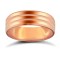9ct Rose Gold Standard Weight Flat Court Profile Double Groove Wedding Ring 6mm