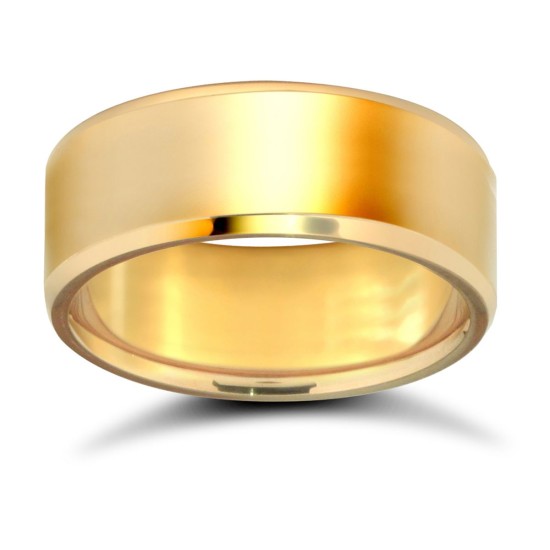 9ct Yellow Gold Standard Weight Flat Court Profile Bevelled Edge Wedding Ring