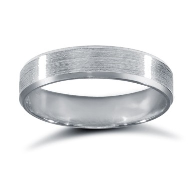 Palladium Standard Weight Flat Court Profile Satin and Bevelled Edge Wedding Ring 4mm