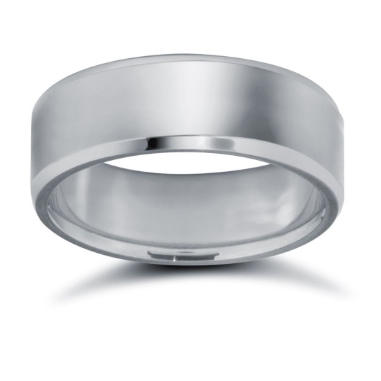 Palladium Standard Weight Flat Court Profile Bevelled Edge Wedding Ring