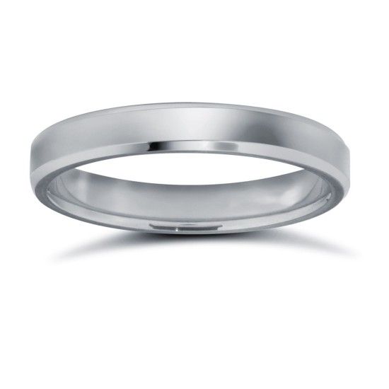 Platinum Standard Weight Flat Court Profile Bevelled Edge Wedding Ring