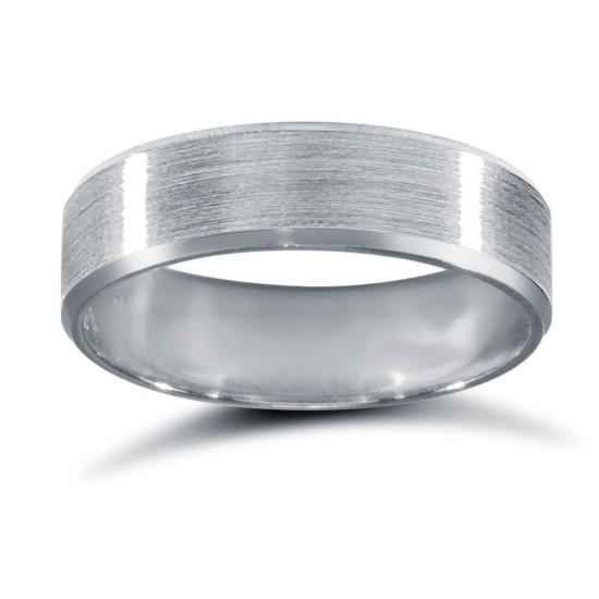 Platinum Standard Weight Flat Court Profile Satin and Bevelled Edge Wedding Ring