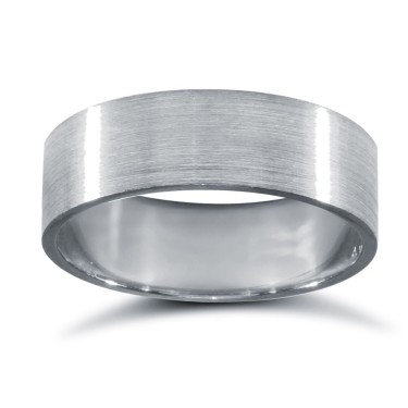 Platinum Standard Weight Flat Court Profile Satin Wedding Ring 6mm