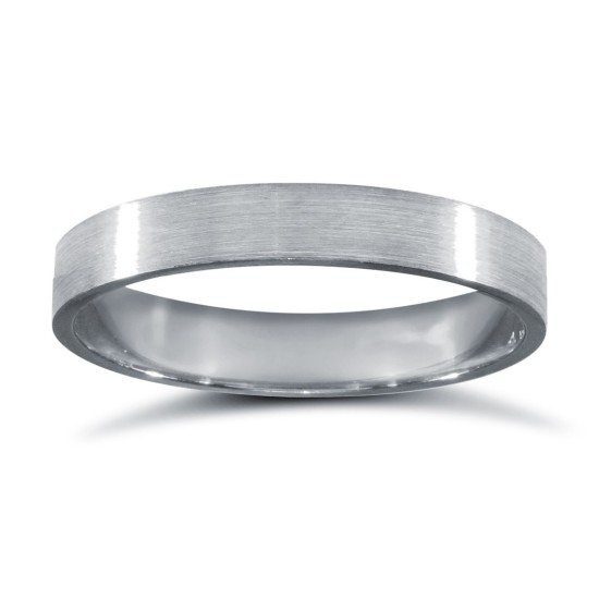 18ct White Gold Standard Weight Flat Profile Satin Wedding Ring