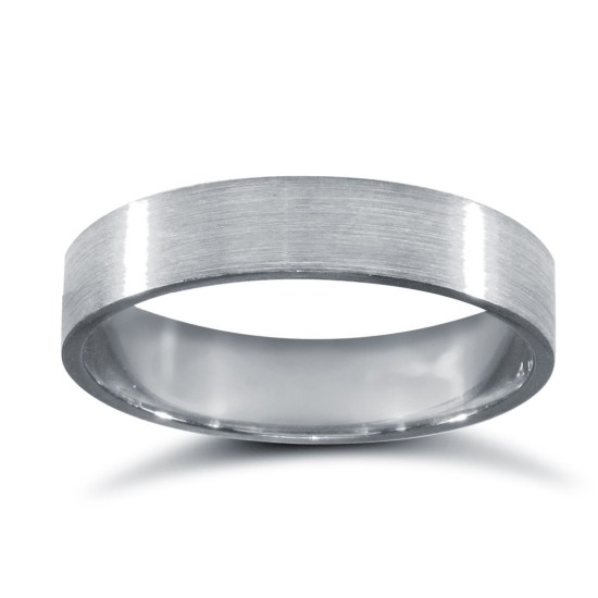 18ct White Gold Standard Weight Flat Profile Satin Wedding Ring