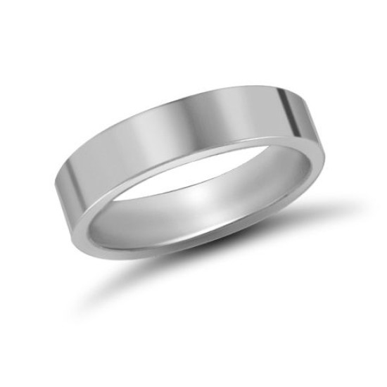 18ct White Gold Standard Weight Flat Profile Mirror Finish Wedding Ring