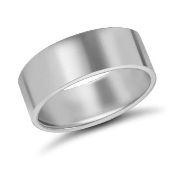 18ct White Gold Standard Weight Flat Profile Mirror Finish Wedding Ring
